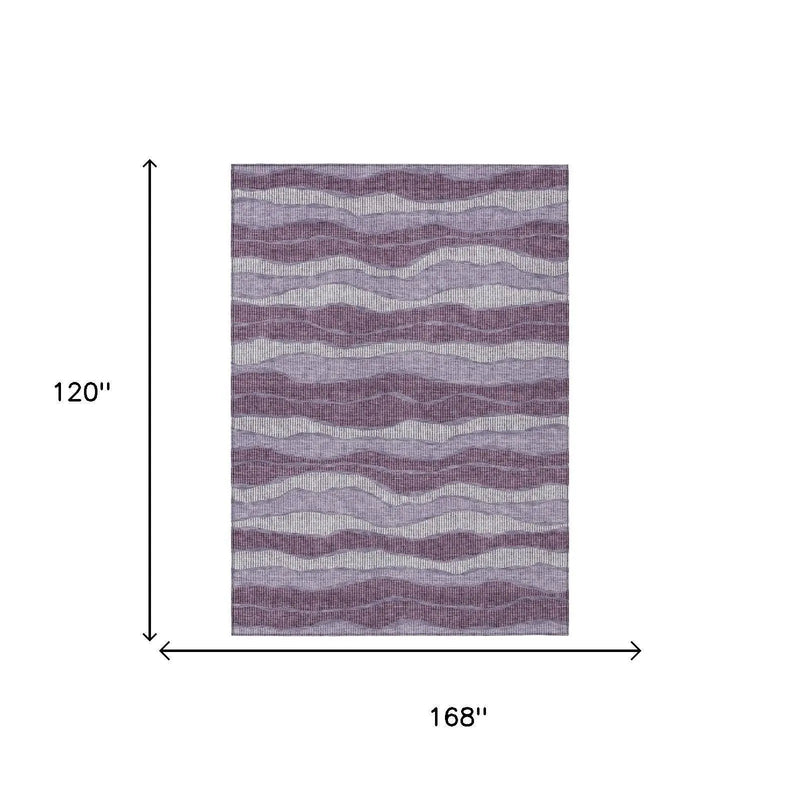 10' X 14' Lilac And Purple Striped Washable Indoor Outdoor Area Rug Homeroots Outdoor