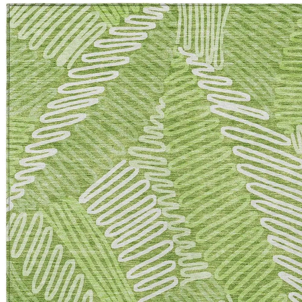 10' X 14' Lime Green And Ivory Floral Washable Indoor Outdoor Area Rug Homeroots Outdoor