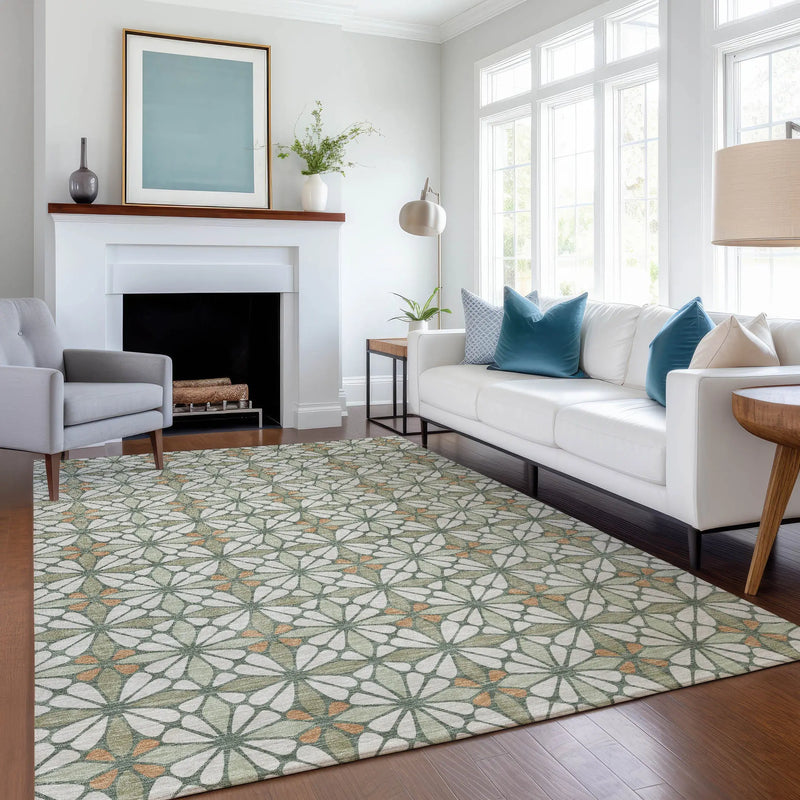 10' X 14' Linen And Beige Geometric Washable Indoor Outdoor Area Rug Homeroots Outdoor