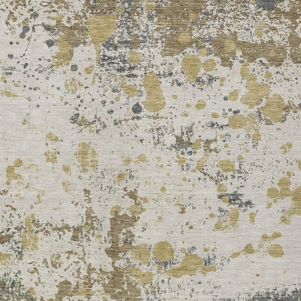 10' X 14' Linen And Ivory Abstract Washable Indoor Outdoor Area Rug Homeroots Outdoor