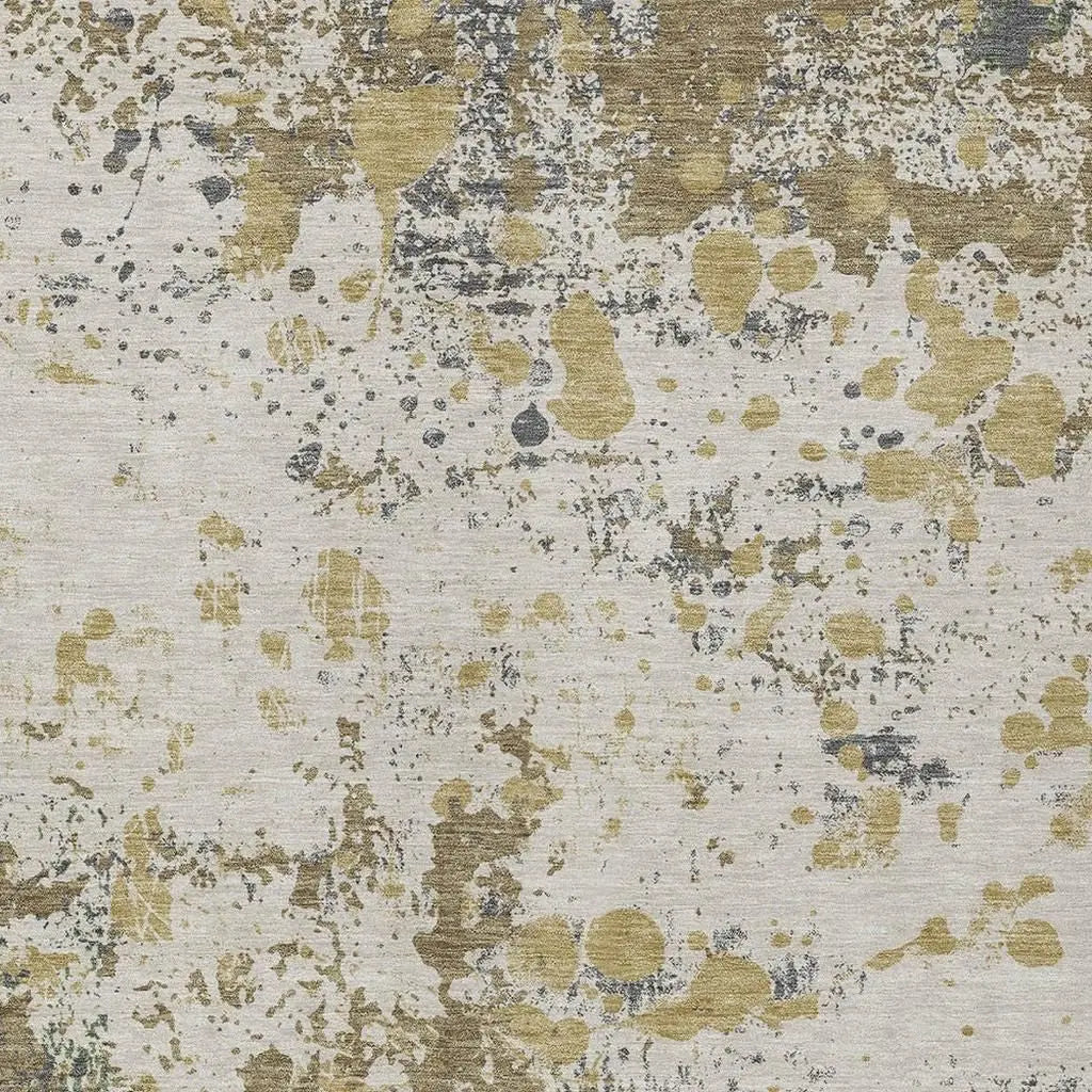 10' X 14' Linen And Ivory Abstract Washable Indoor Outdoor Area Rug Homeroots Outdoor