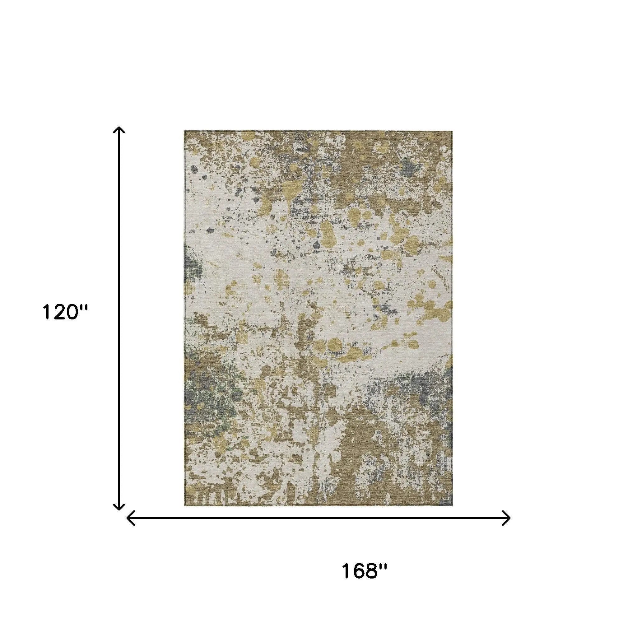 10' X 14' Linen And Ivory Abstract Washable Indoor Outdoor Area Rug Homeroots Outdoor