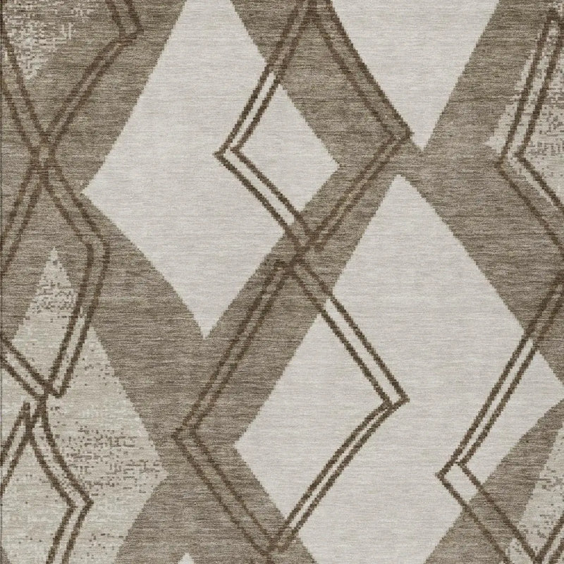 10' X 14' Linen And Ivory Geometric Washable Indoor Outdoor Area Rug Homeroots Outdoor
