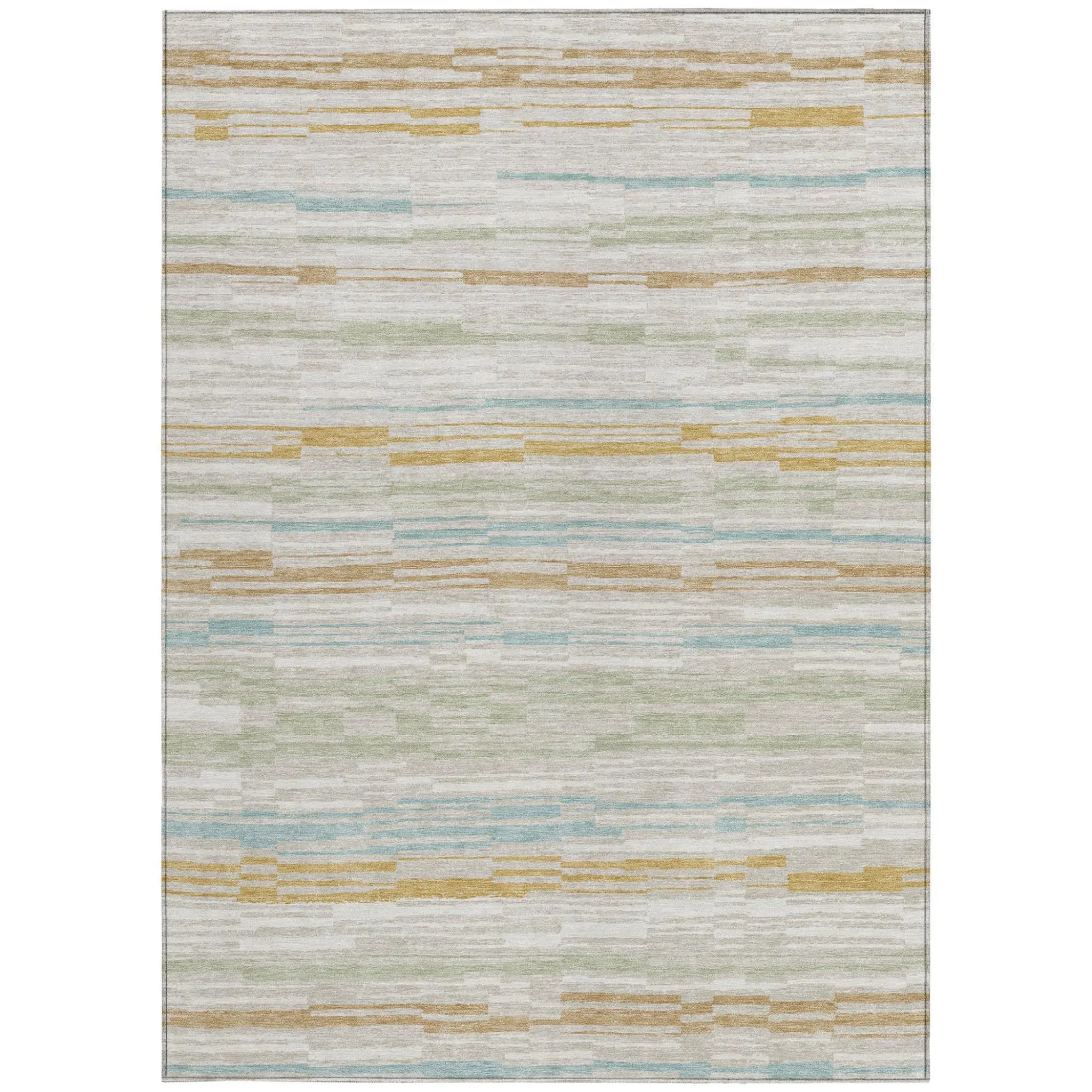 10' X 14' Linen And Ivory Striped Washable Indoor Outdoor Area Rug Homeroots Outdoor