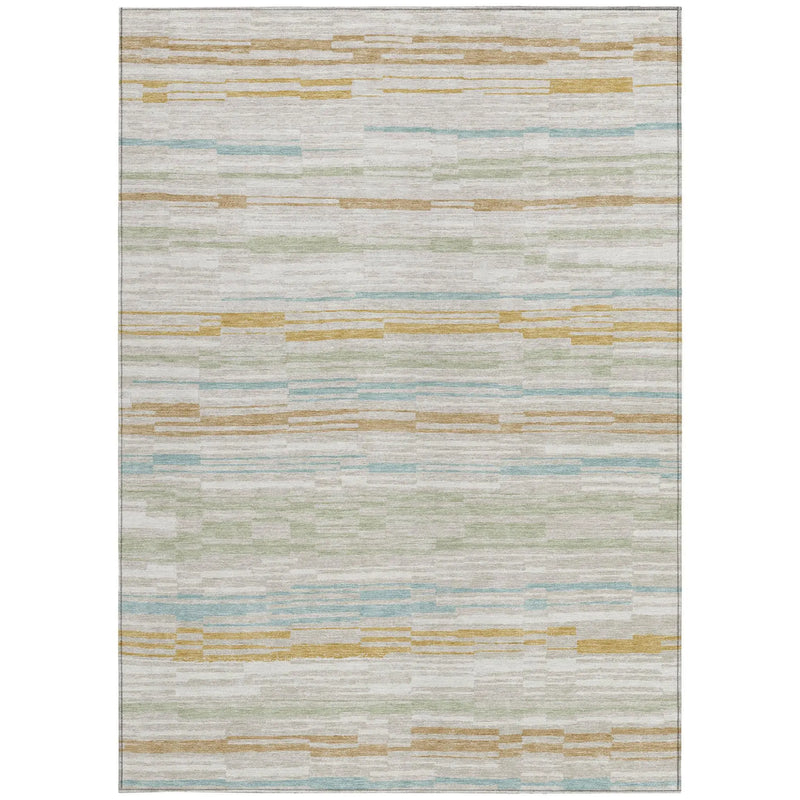 10' X 14' Linen And Ivory Striped Washable Indoor Outdoor Area Rug Homeroots Outdoor