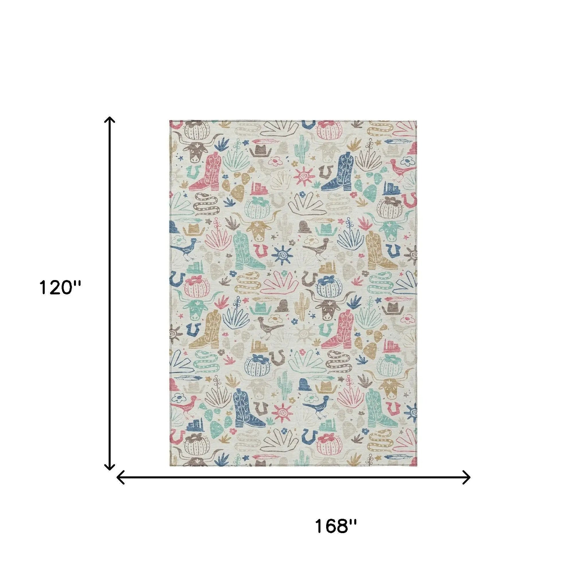 10' X 14' Linen And Pink Cactus Washable Indoor Outdoor Area Rug Homeroots Outdoor