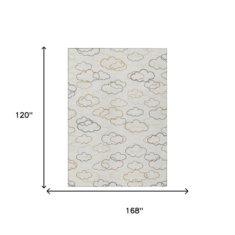 10' X 14' Linen And Wheat Abstract Washable Indoor Outdoor Area Rug Homeroots Outdoor