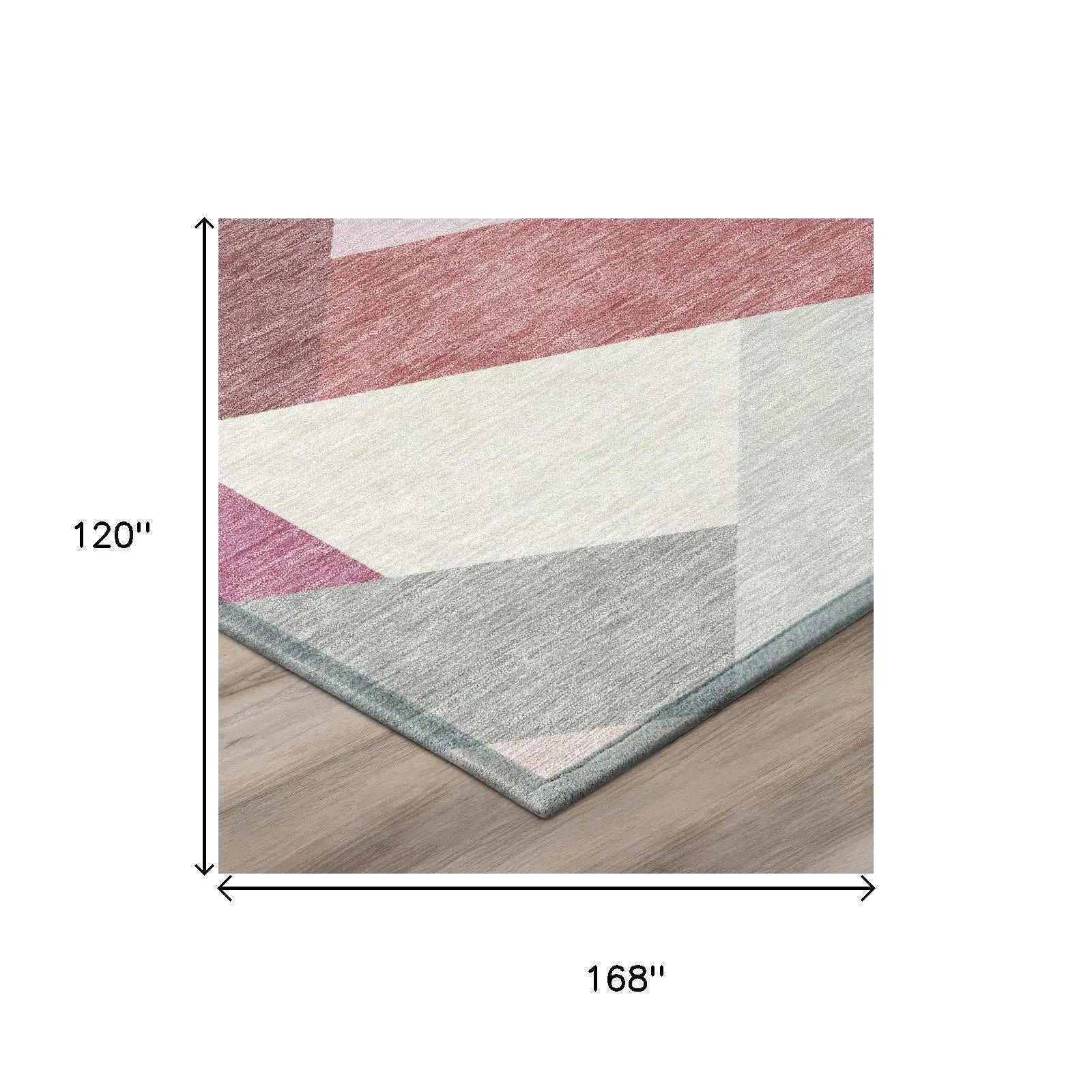 10' X 14' Mauve And Pink Geometric Washable Indoor Outdoor Area Rug Homeroots Outdoor