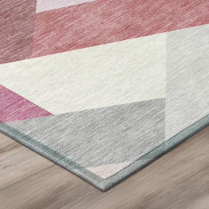 10' X 14' Mauve And Pink Geometric Washable Indoor Outdoor Area Rug Homeroots Outdoor