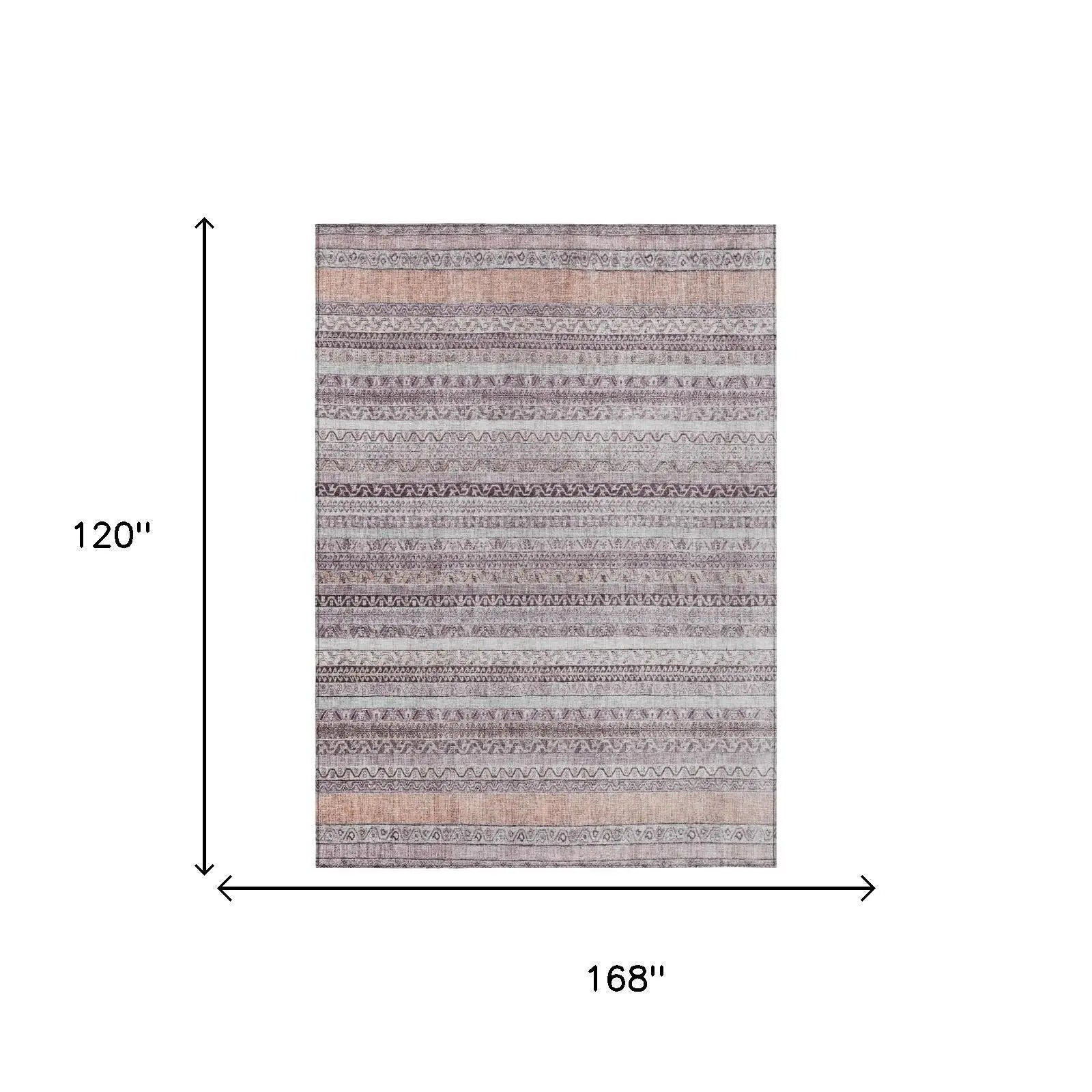 10' X 14' Mauve And Pink Striped Washable Indoor Outdoor Area Rug Homeroots Outdoor