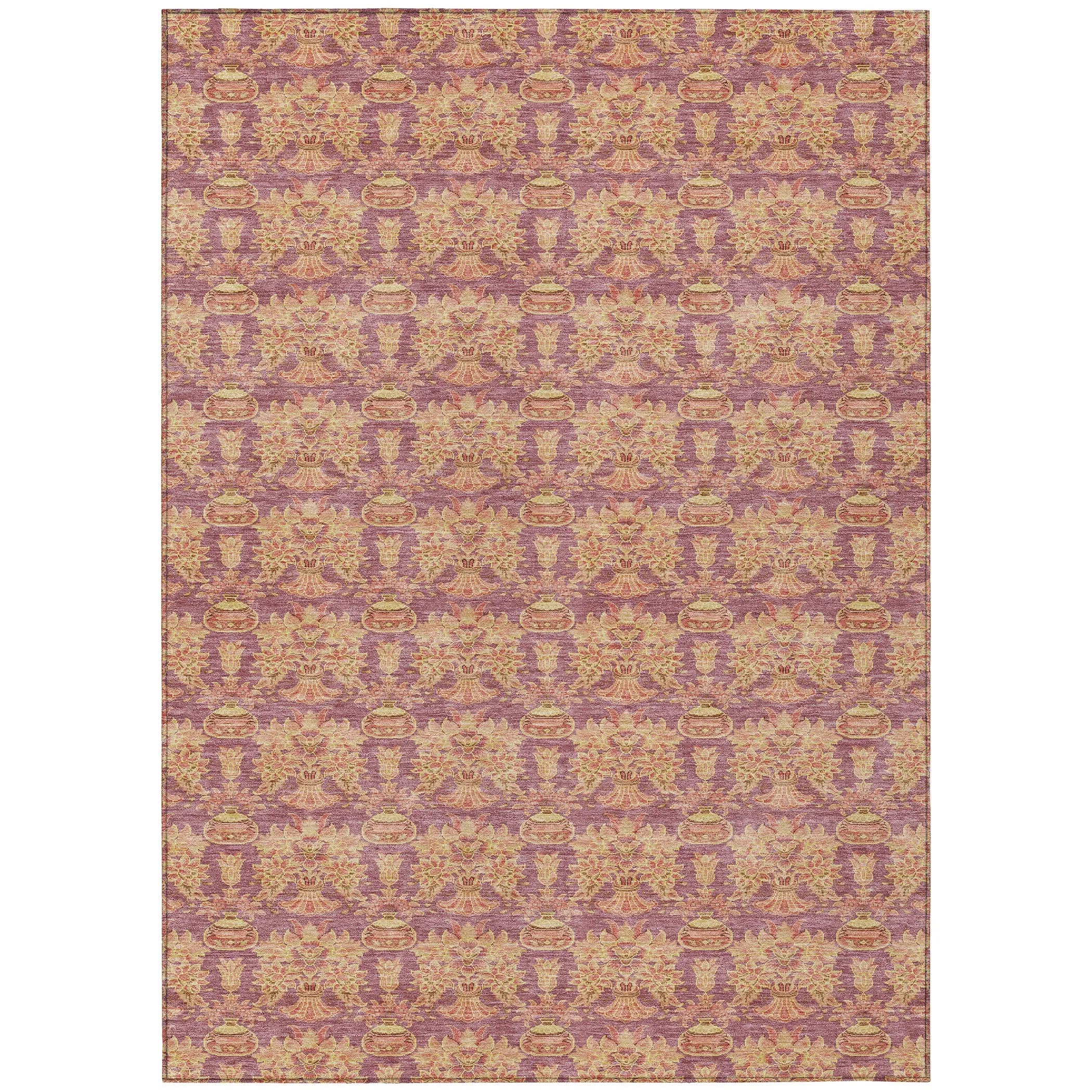 10' X 14' Mauve And Taupe Floral Washable Indoor Outdoor Area Rug Homeroots Outdoor