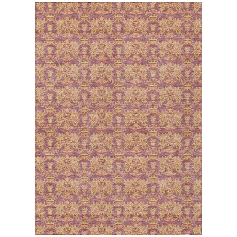 10' X 14' Mauve And Taupe Floral Washable Indoor Outdoor Area Rug Homeroots Outdoor