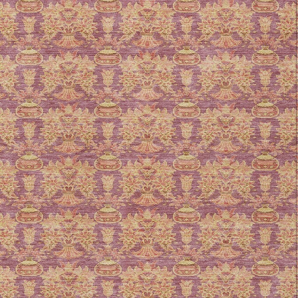 10' X 14' Mauve And Taupe Floral Washable Indoor Outdoor Area Rug Homeroots Outdoor