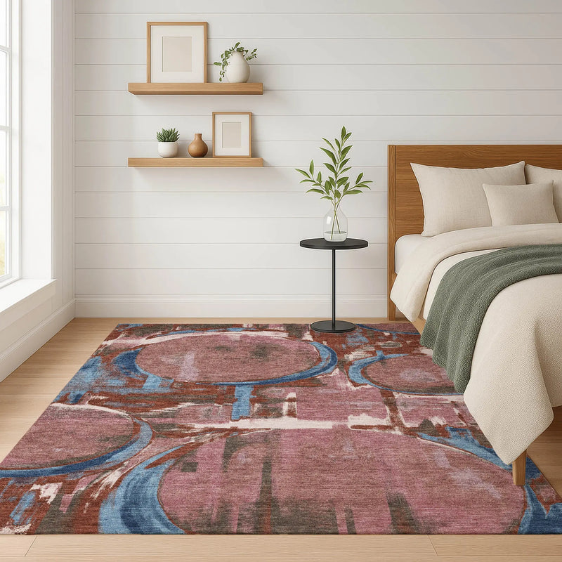 10' X 14' Merlot And Red Abstract Washable Indoor Outdoor Area Rug Homeroots Outdoor