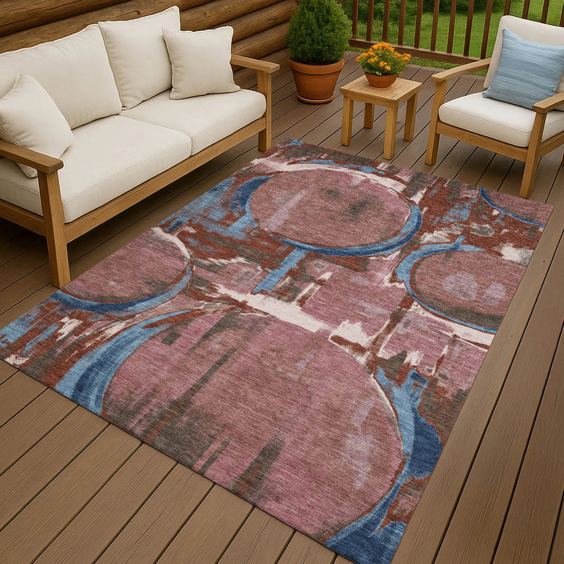 10' X 14' Merlot And Red Abstract Washable Indoor Outdoor Area Rug Homeroots Outdoor