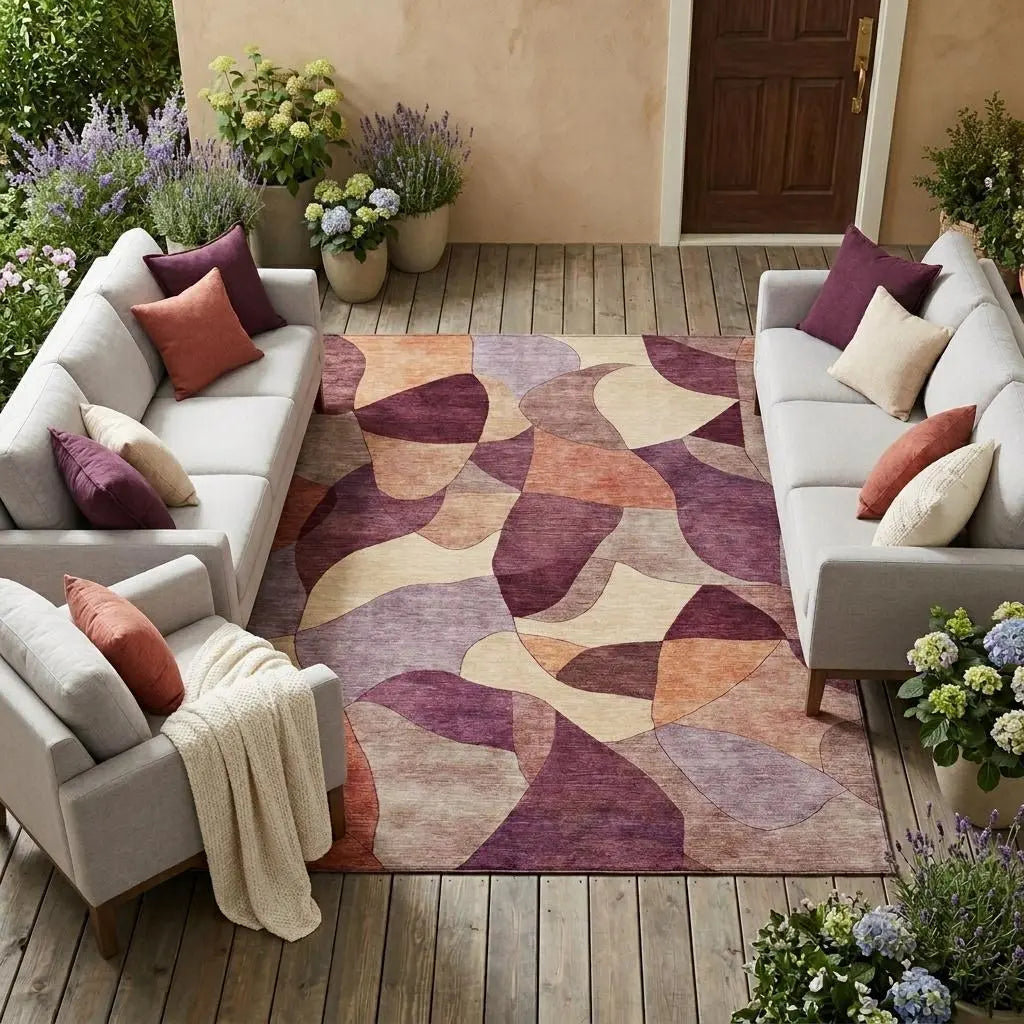 10' X 14' Merlot And Red Abstract Washable Indoor Outdoor Area Rug Homeroots Outdoor