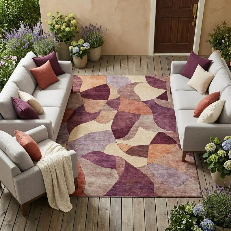 10' X 14' Merlot And Red Abstract Washable Indoor Outdoor Area Rug Homeroots Outdoor