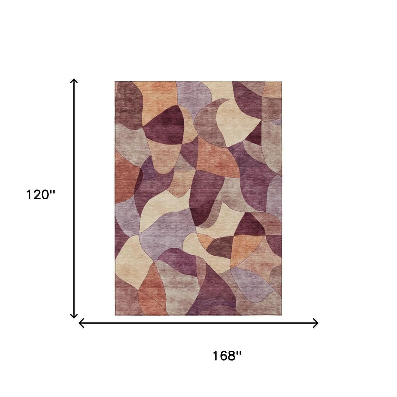 10' X 14' Merlot And Red Abstract Washable Indoor Outdoor Area Rug Homeroots Outdoor