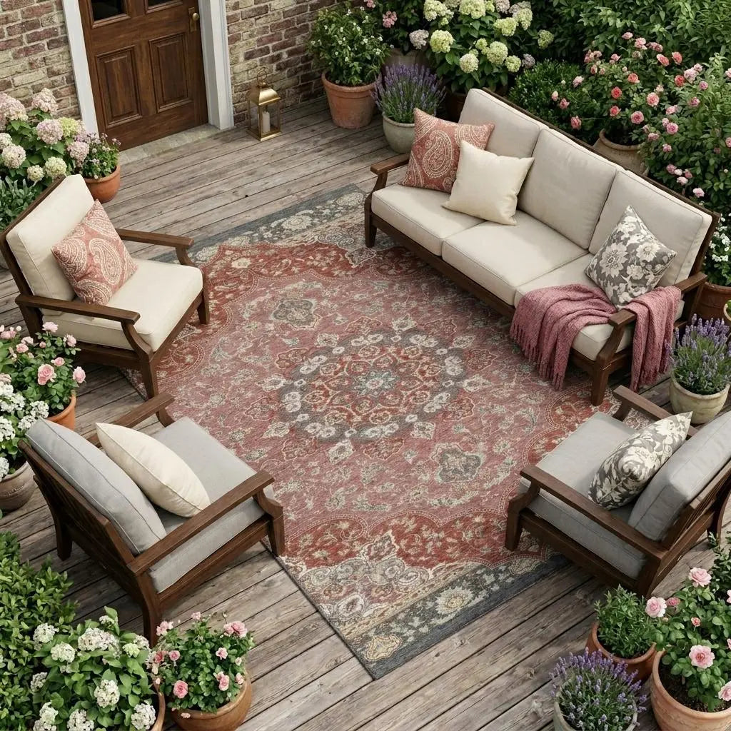 10' X 14' Merlot And Red Oriental Washable Indoor Outdoor Area Rug Homeroots Outdoor