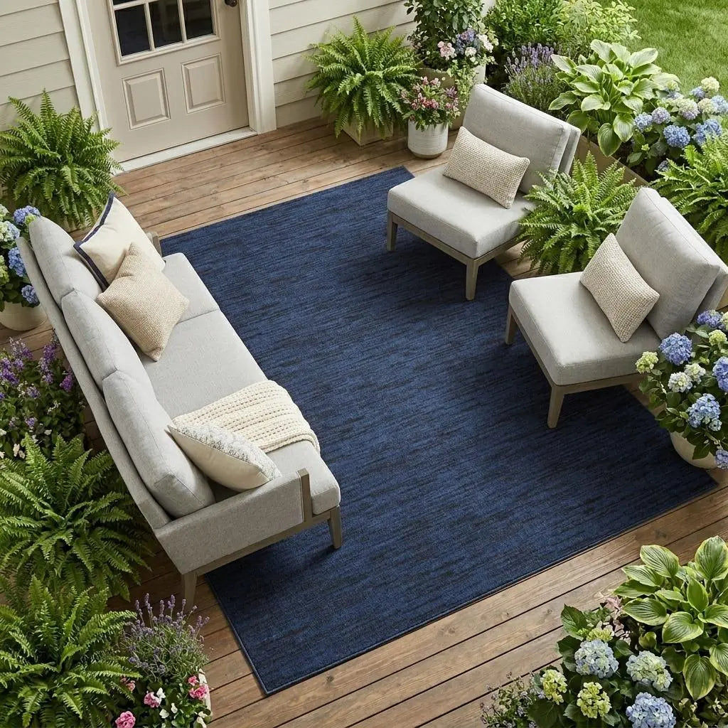 10' X 14' Midnight Blue Stain Resistant Indoor Outdoor Area Rug Homeroots Outdoor