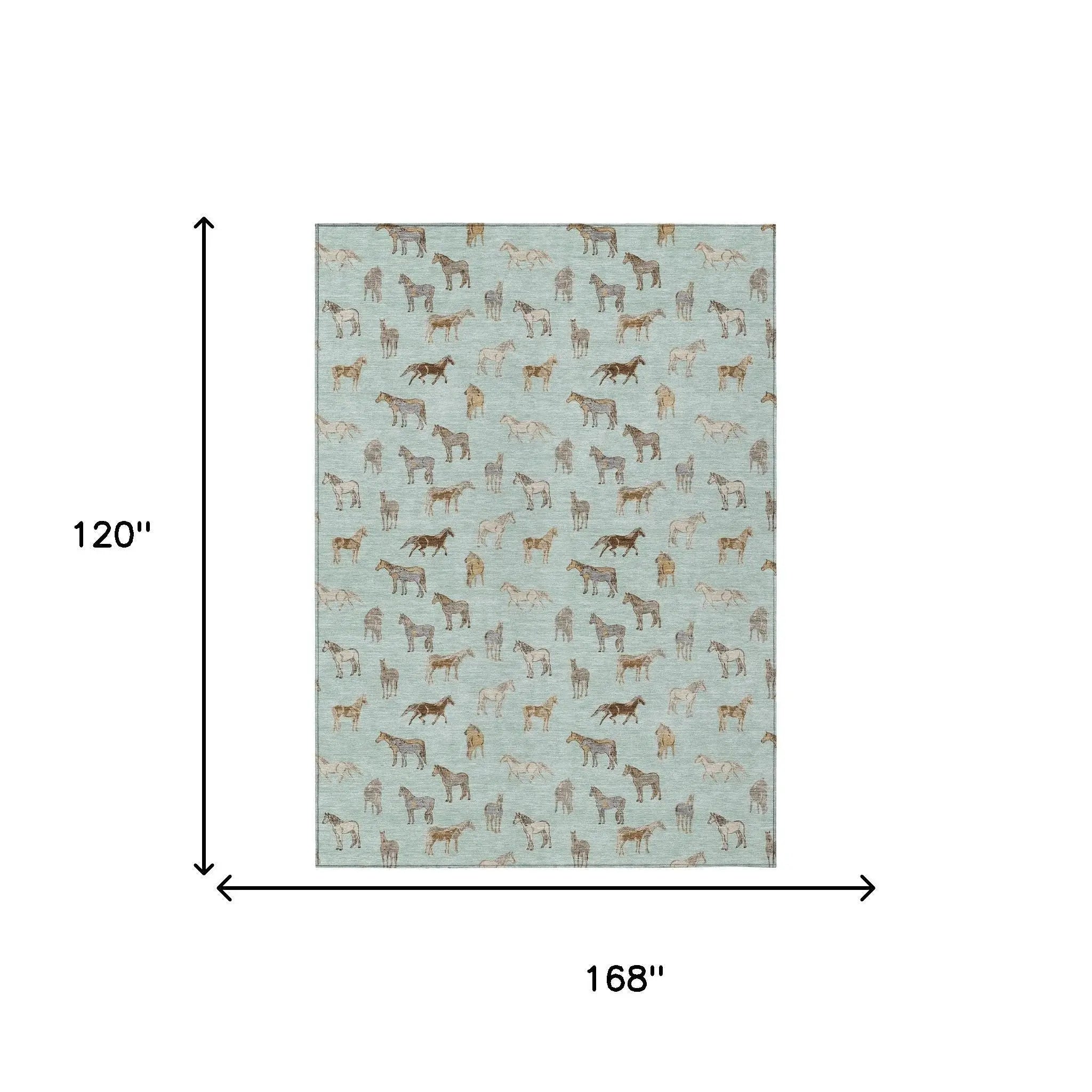 10' X 14' Mint Green And Beige Horse Washable Indoor Outdoor Area Rug Homeroots Outdoor