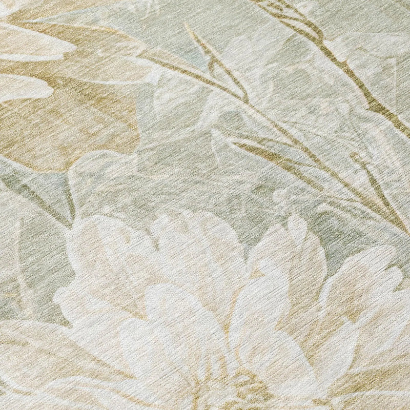 10' X 14' Mint Green And Green Floral Washable Indoor Outdoor Area Rug Homeroots Outdoor