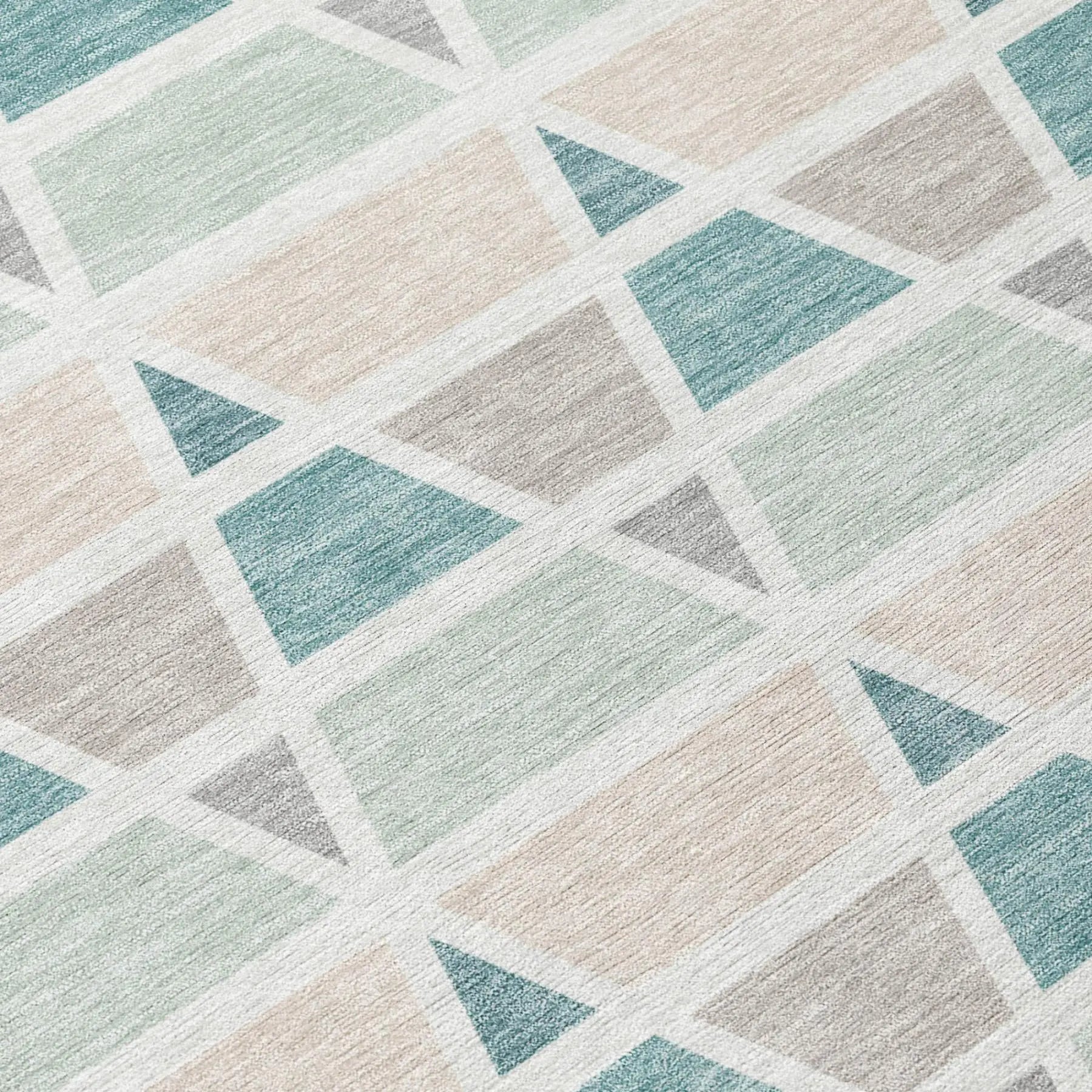 10' X 14' Mint Green And Green Geometric Washable Indoor Outdoor Area Rug Homeroots Outdoor