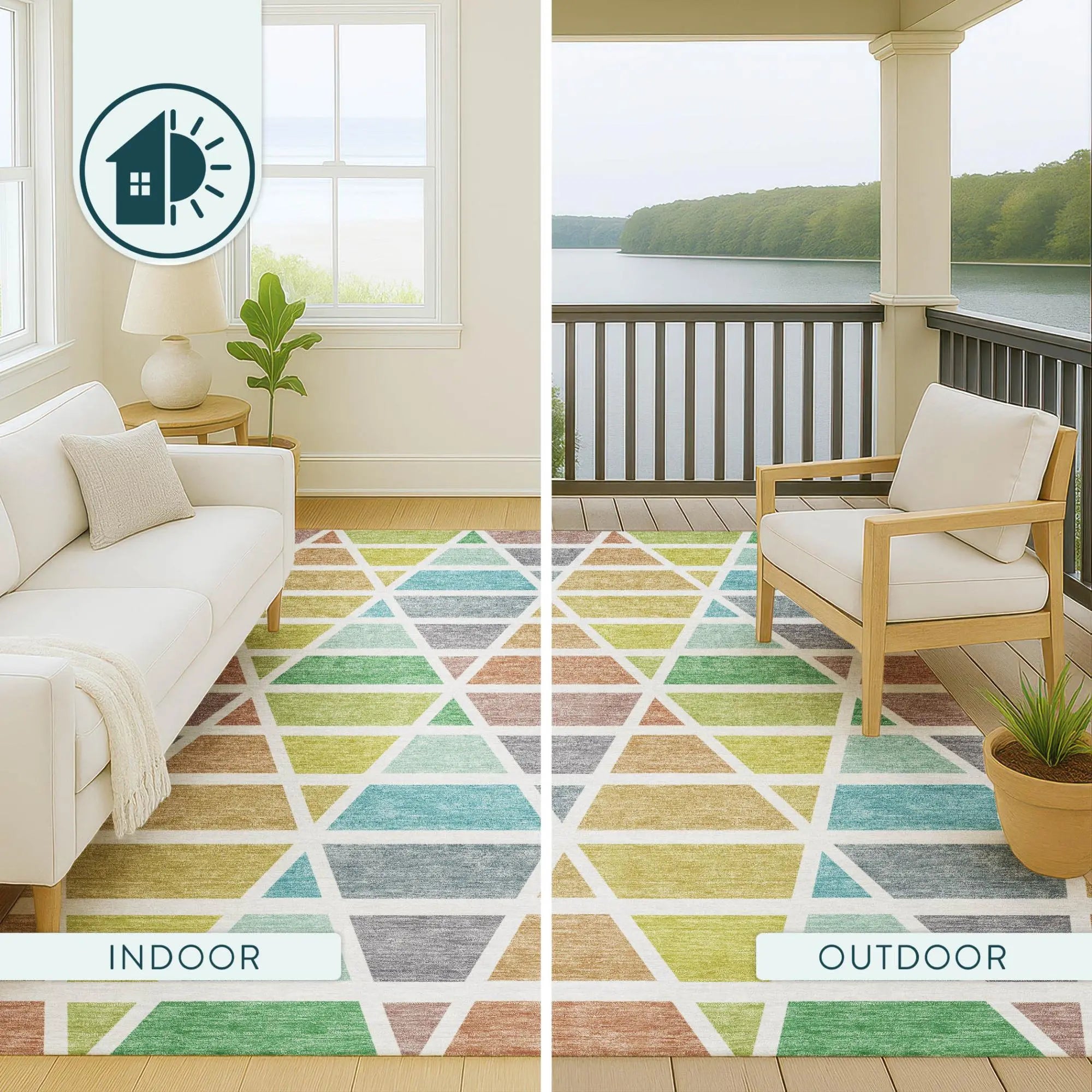10' X 14' Mint Green And Green Geometric Washable Indoor Outdoor Area Rug Homeroots Outdoor