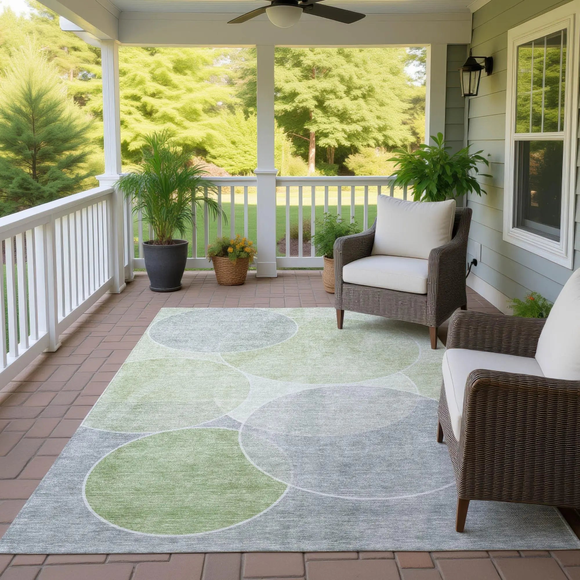 10' X 14' Mint Green And Green Geometric Washable Indoor Outdoor Area Rug Homeroots Outdoor