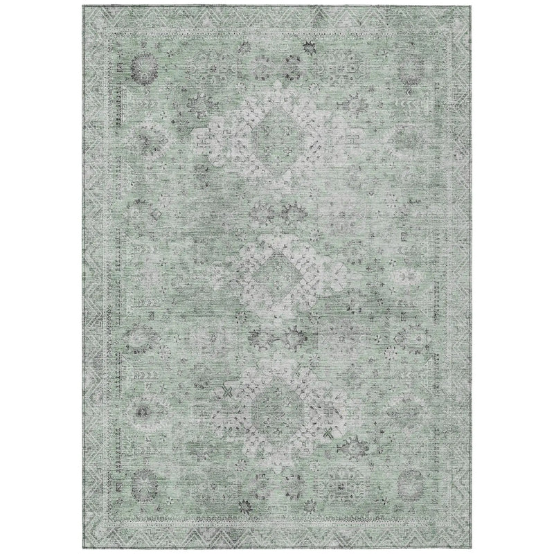 10' X 14' Mint Green And Green Oriental Washable Indoor Outdoor Area Rug Homeroots Outdoor