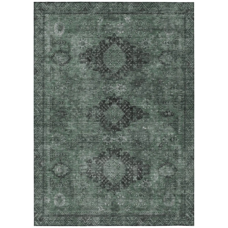 10' X 14' Mint Green And Green Oriental Washable Indoor Outdoor Area Rug Homeroots Outdoor