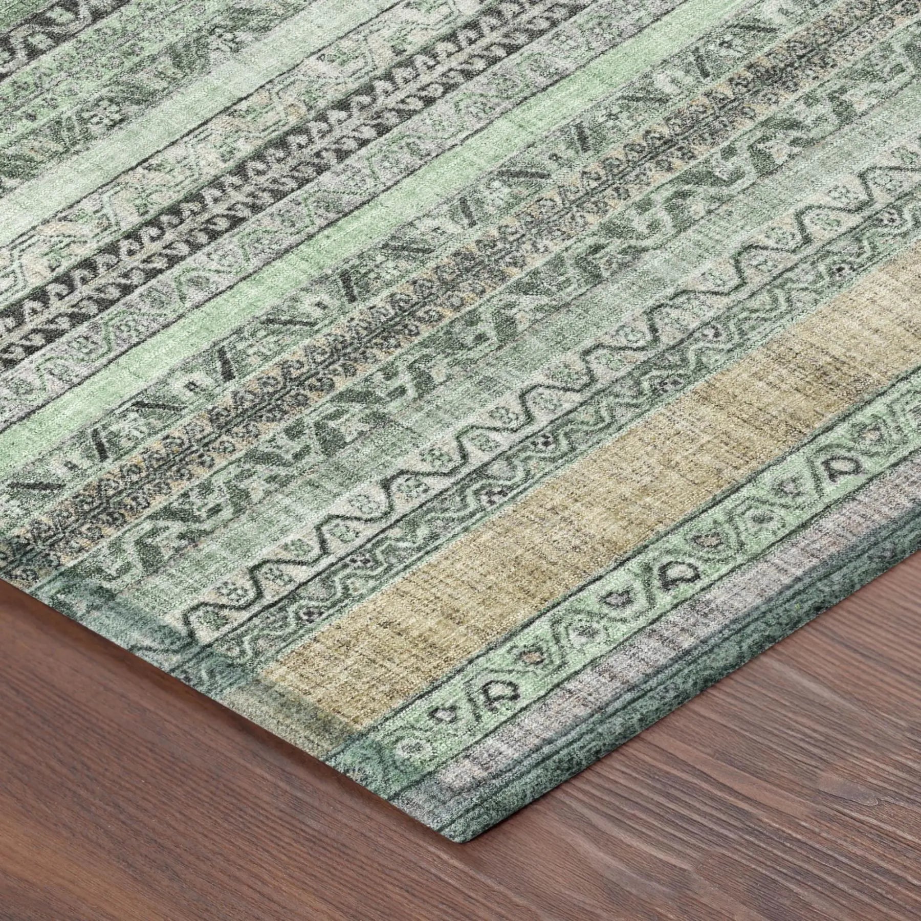 10' X 14' Mint Green And Green Striped Washable Indoor Outdoor Area Rug Homeroots Outdoor