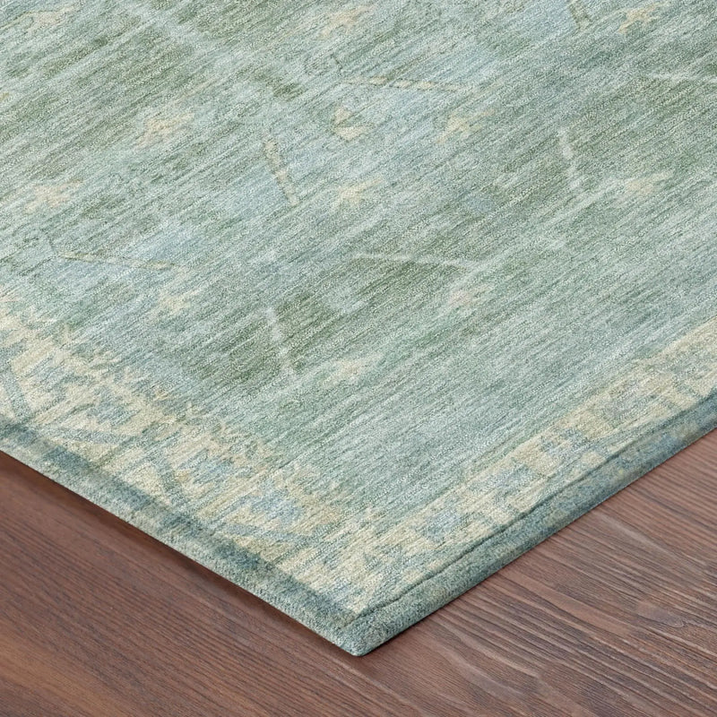 10' X 14' Mint Green And Green Tribal Washable Indoor Outdoor Area Rug Homeroots Outdoor