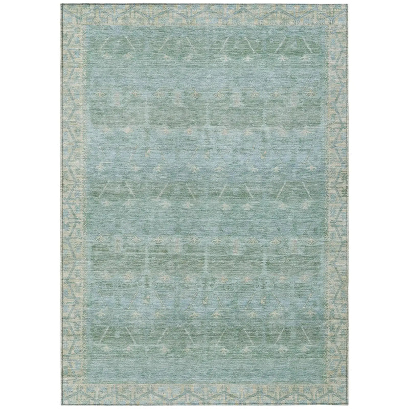 10' X 14' Mint Green And Green Tribal Washable Indoor Outdoor Area Rug Homeroots Outdoor