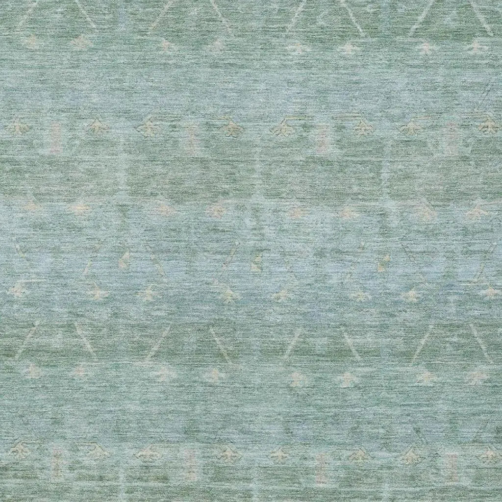 10' X 14' Mint Green And Green Tribal Washable Indoor Outdoor Area Rug Homeroots Outdoor