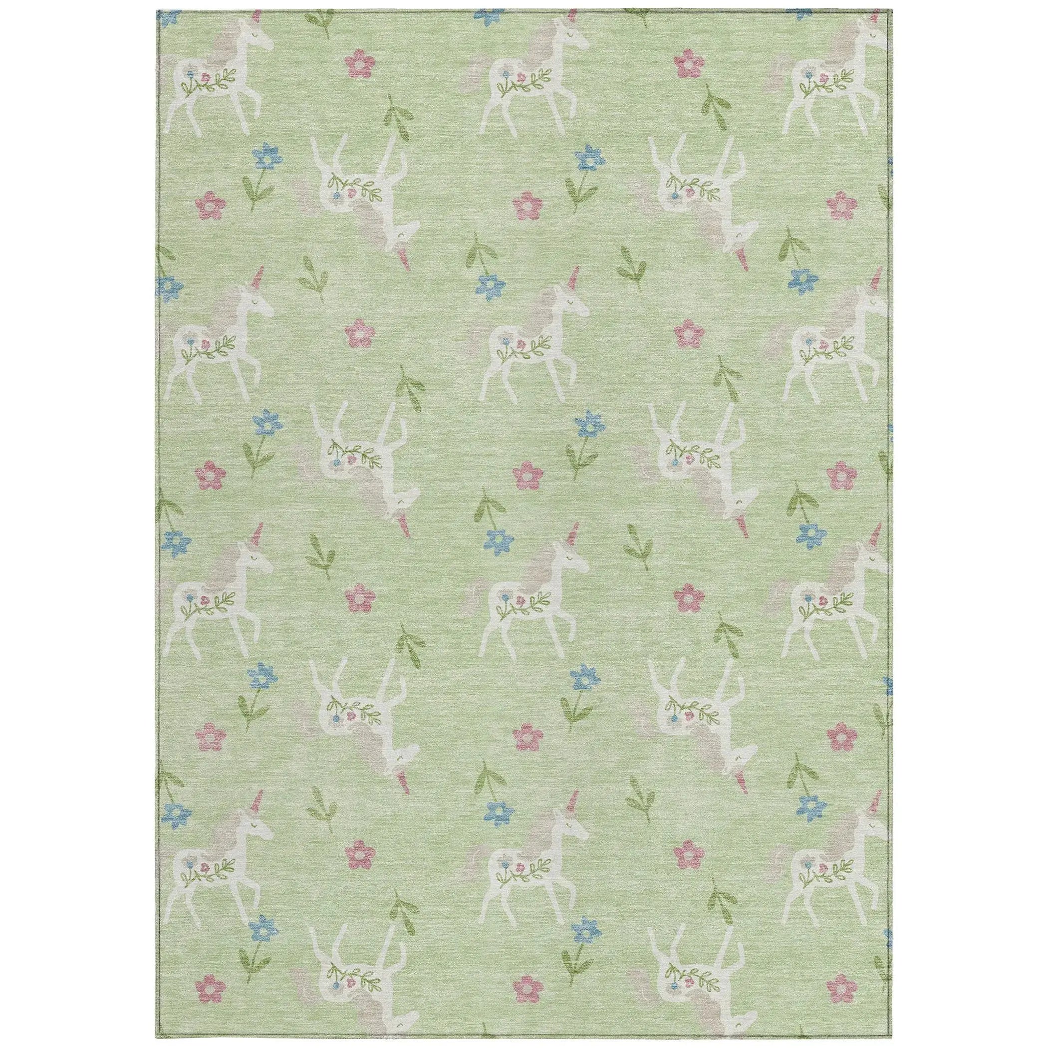 10' X 14' Mint Green And Ivory Floral Washable Indoor Outdoor Area Rug Homeroots Outdoor