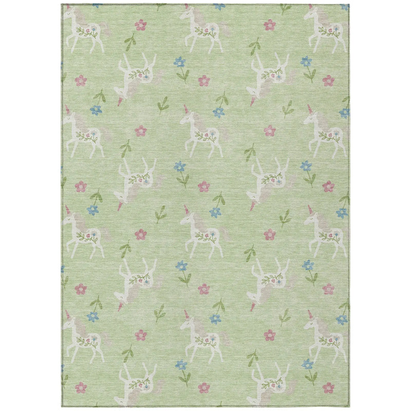 10' X 14' Mint Green And Ivory Floral Washable Indoor Outdoor Area Rug Homeroots Outdoor
