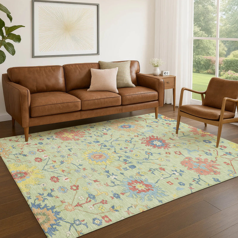 10' X 14' Mint Green And Salmon Faux Bois Washable Indoor Outdoor Area Rug Homeroots Outdoor