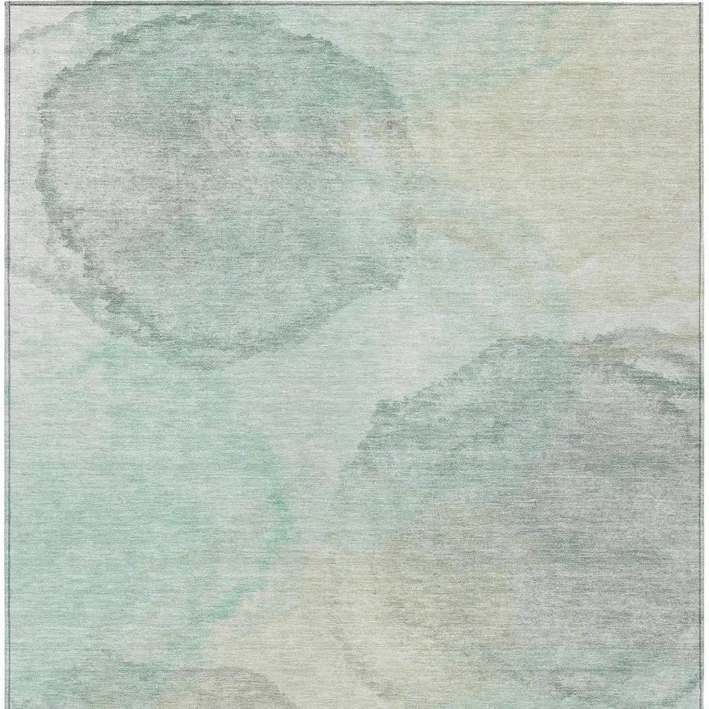 10' X 14' Mint Green And Teal Blue Abstract Washable Indoor Outdoor Area Rug Homeroots Outdoor