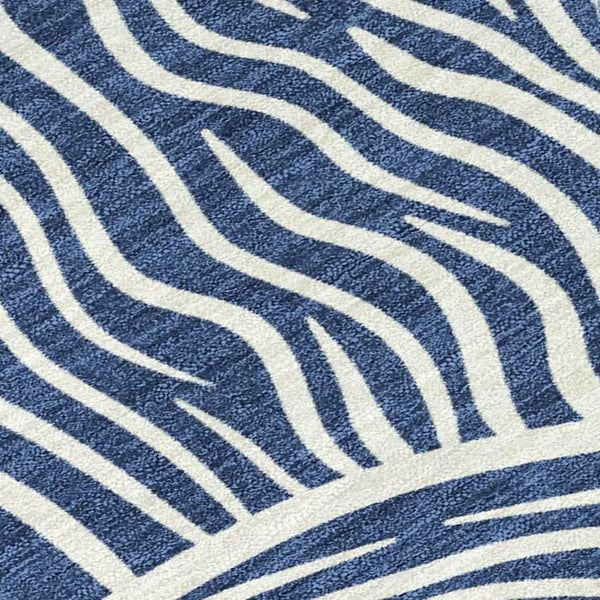 10' X 14' Navy Blue And Beige Ikat Washable Indoor Outdoor Area Rug Homeroots Outdoor