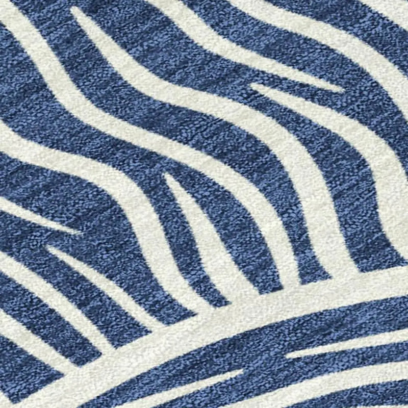 10' X 14' Navy Blue And Beige Ikat Washable Indoor Outdoor Area Rug Homeroots Outdoor