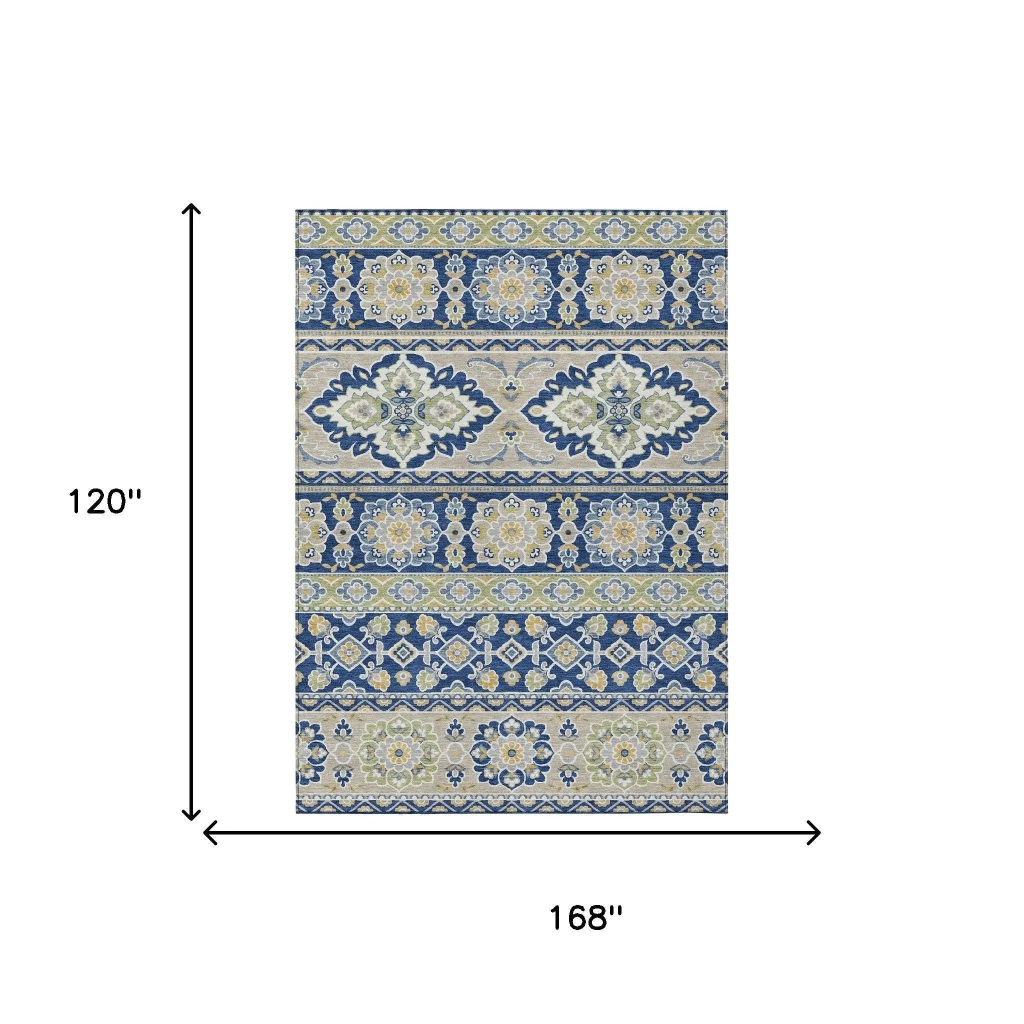 10' X 14' Navy Blue And Beige Tribal Washable Indoor Outdoor Area Rug Homeroots Outdoor