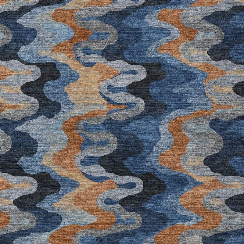 10' X 14' Navy Blue And Black Abstract Washable Indoor Outdoor Area Rug Homeroots Outdoor