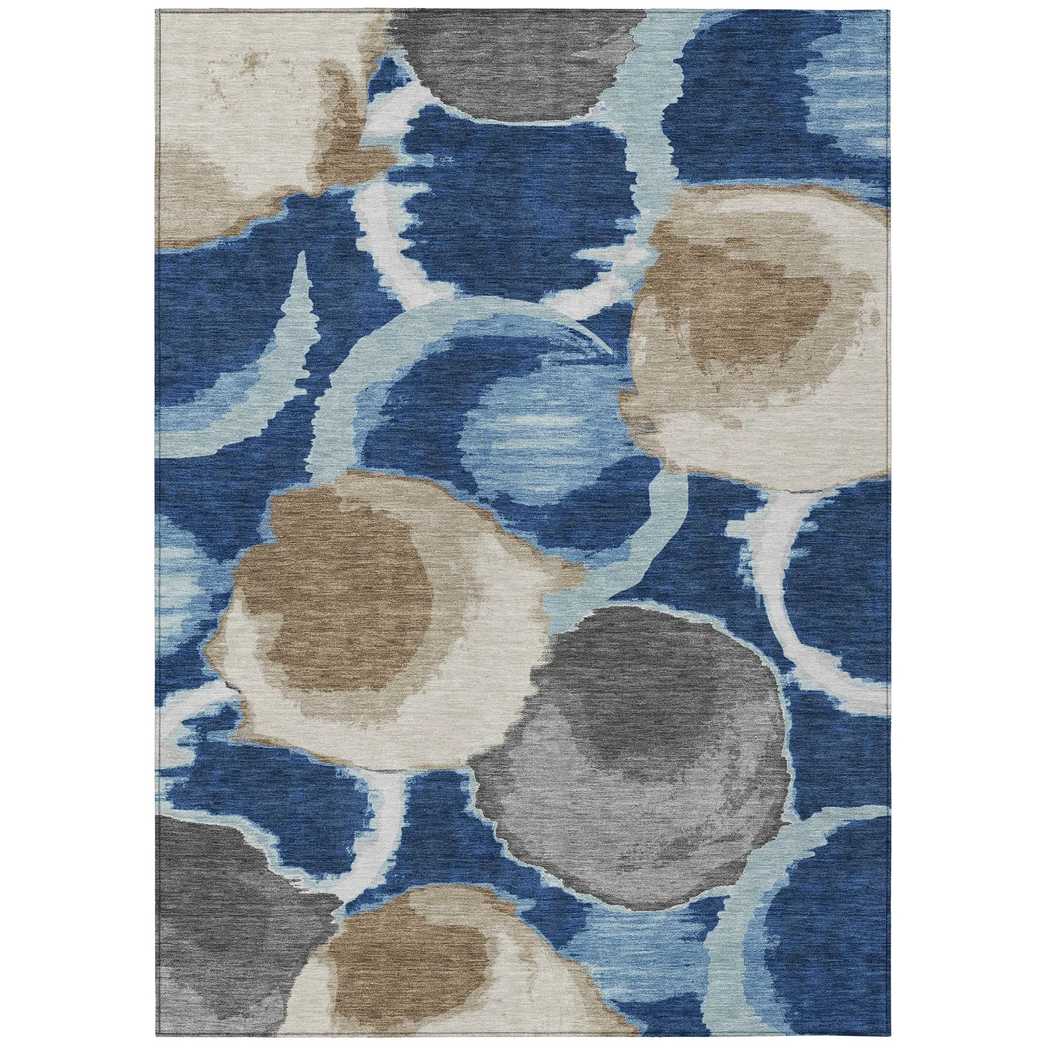 10' X 14' Navy Blue And Blue Abstract Washable Indoor Outdoor Area Rug Homeroots Outdoor