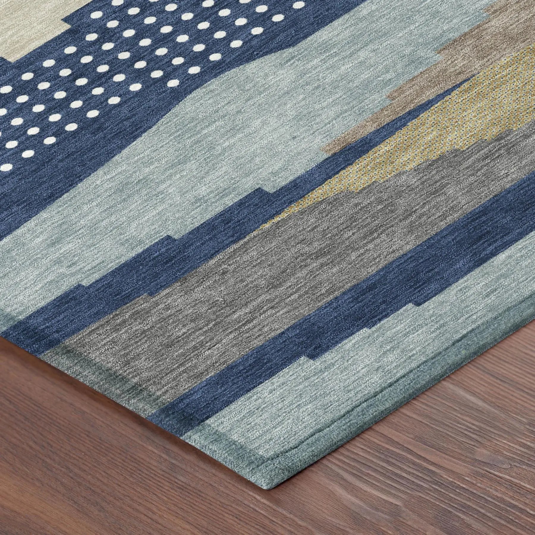 10' X 14' Navy Blue And Blue Abstract Washable Indoor Outdoor Area Rug Homeroots Outdoor