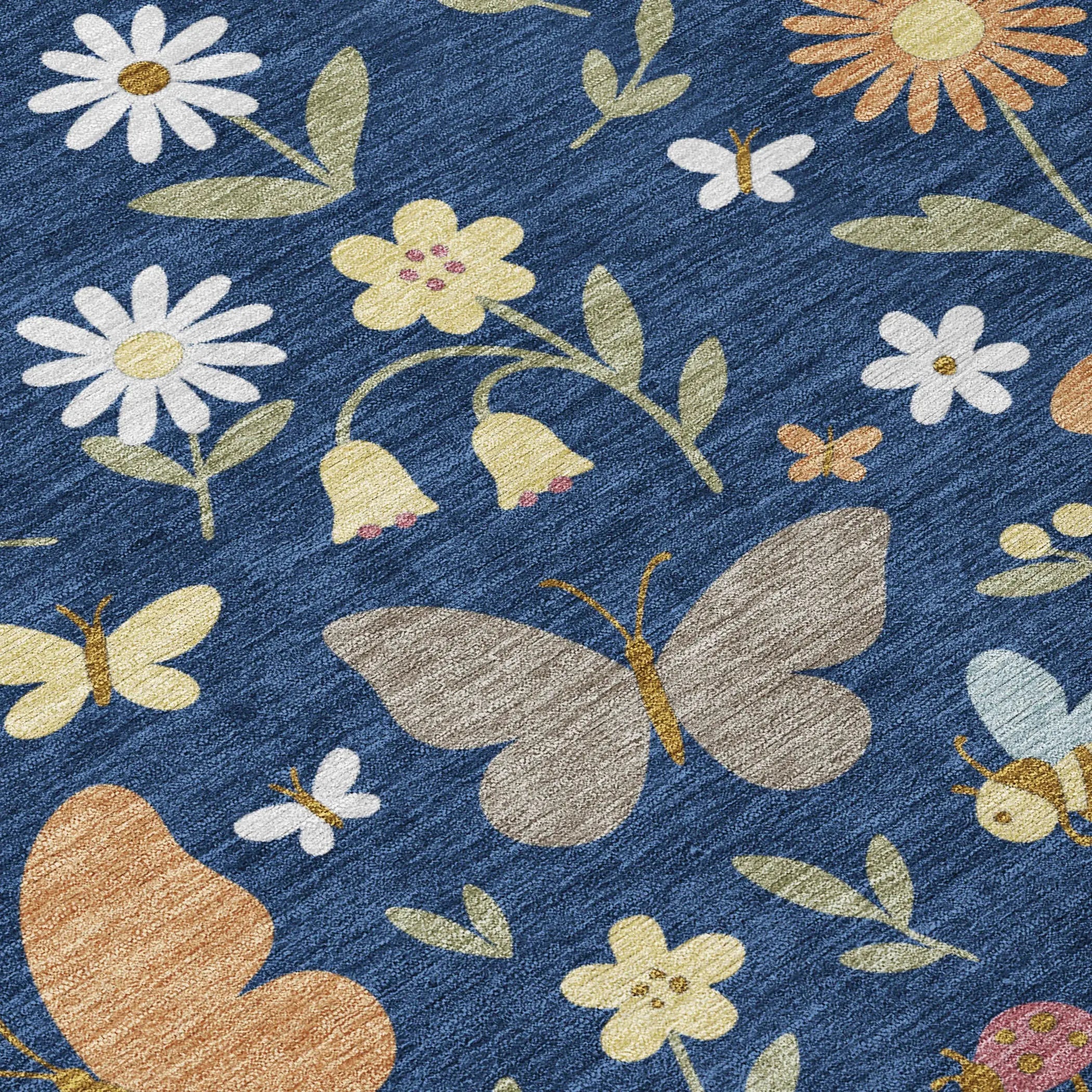 10' X 14' Navy Blue And Blue Abstract Washable Indoor Outdoor Area Rug Homeroots Outdoor