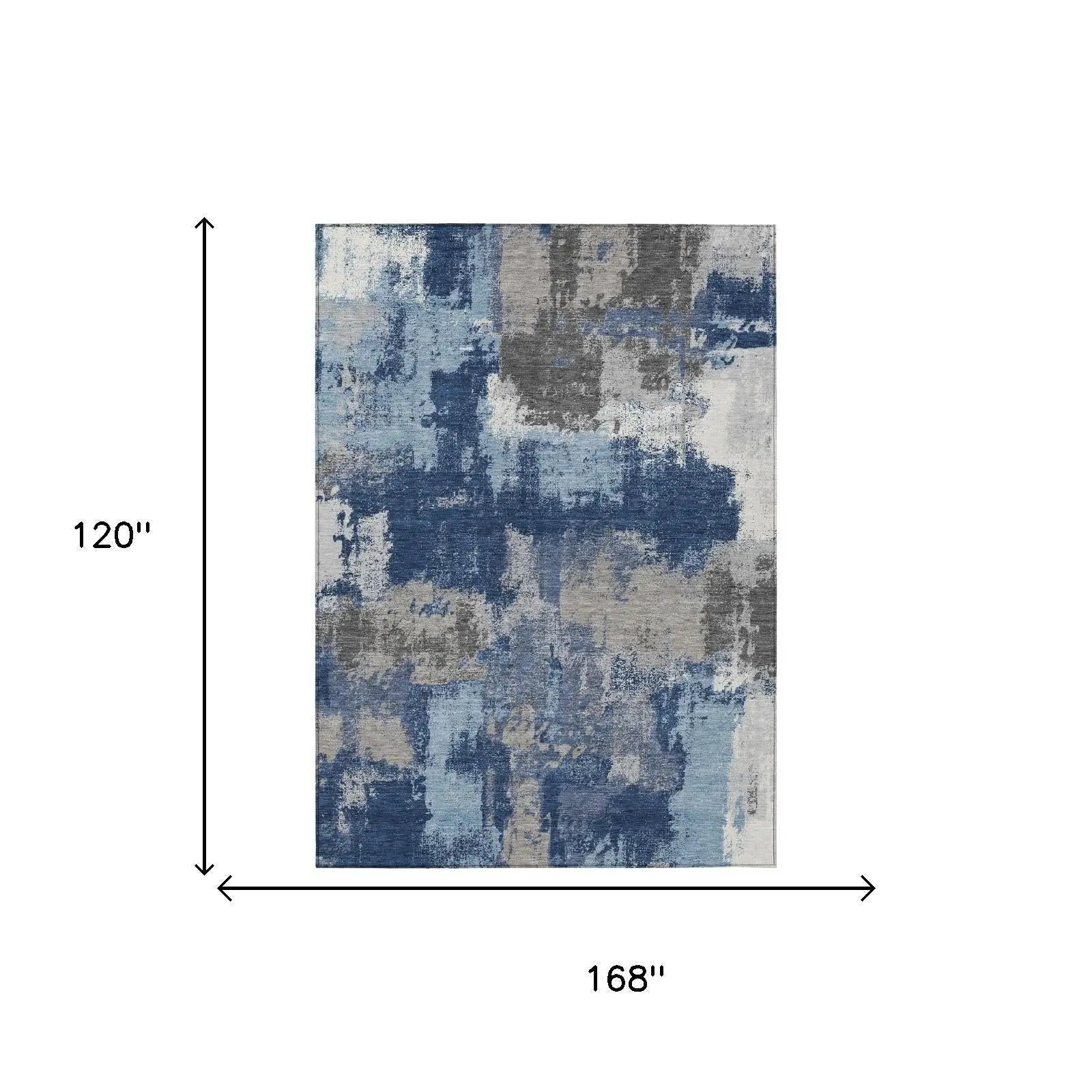 10' X 14' Navy Blue And Blue Abstract Washable Indoor Outdoor Area Rug Homeroots Outdoor
