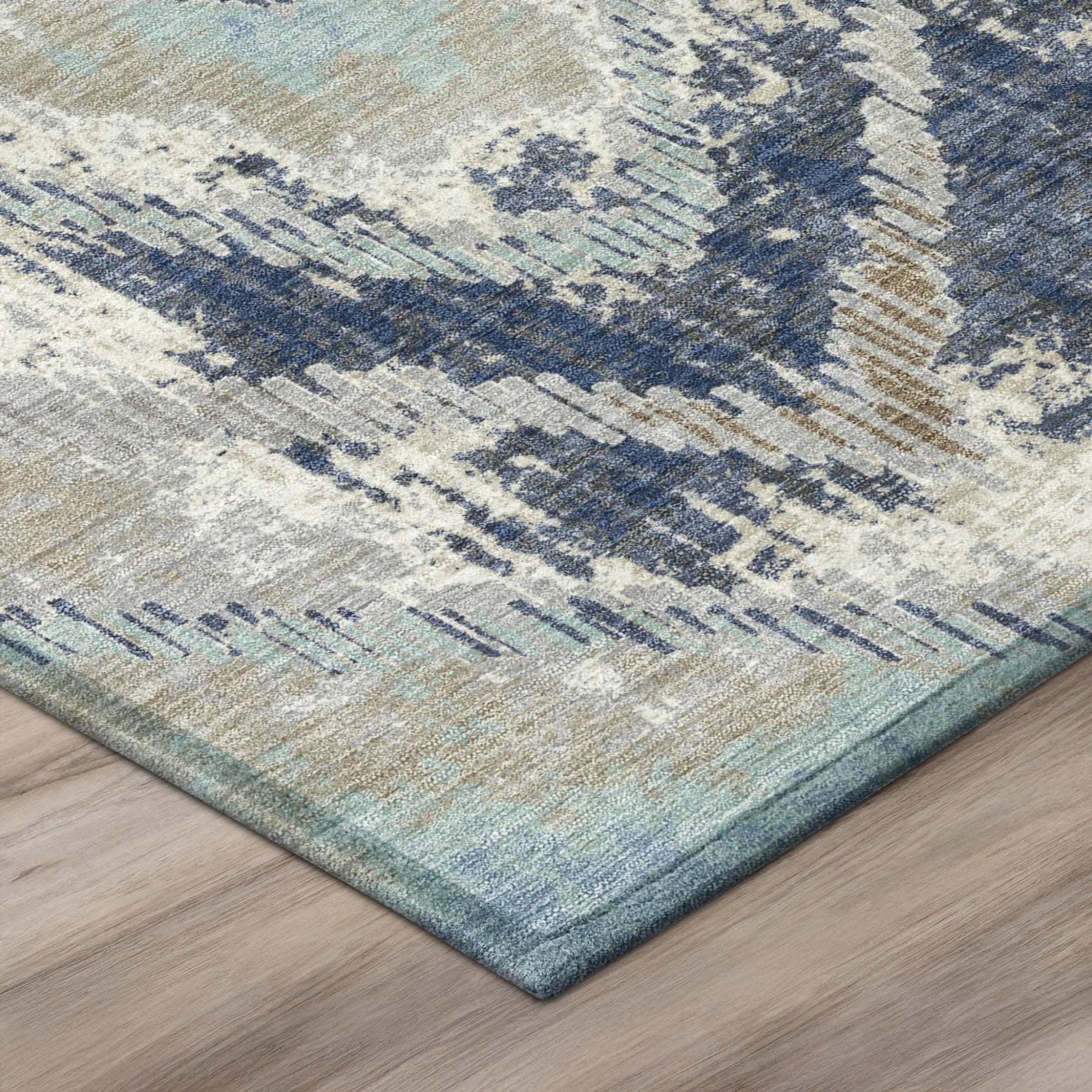 10' X 14' Navy Blue And Blue Abstract Washable Indoor Outdoor Area Rug Homeroots Outdoor