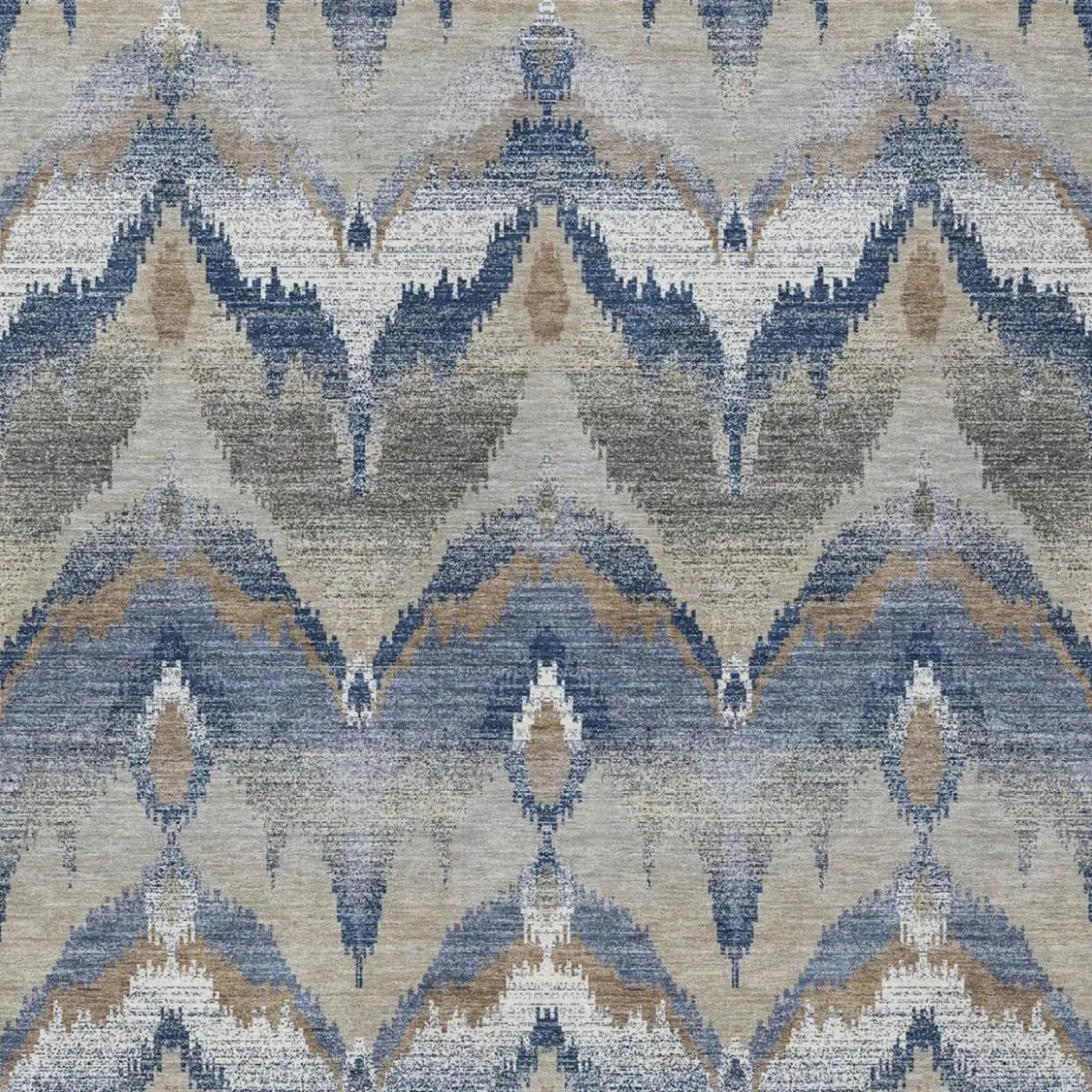 10' X 14' Navy Blue And Blue Abstract Washable Indoor Outdoor Area Rug Homeroots Outdoor