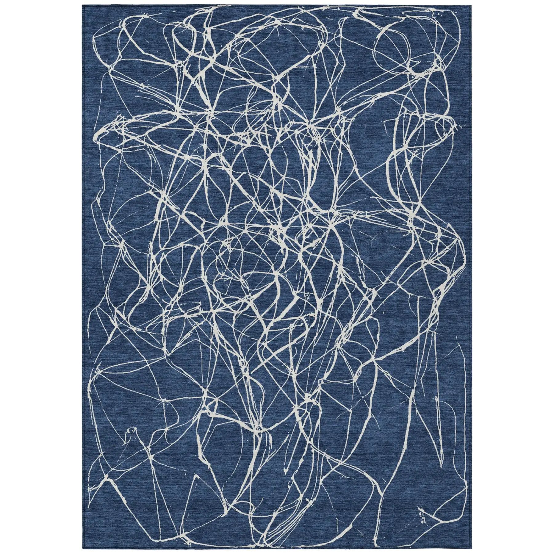 10' X 14' Navy Blue And Blue Abstract Washable Indoor Outdoor Area Rug Homeroots Outdoor